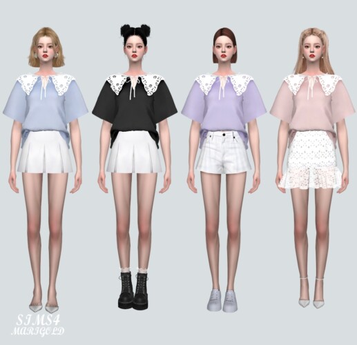 Punching Lace Bc Sailor Top V3 At Marigold » Sims 4 Updates