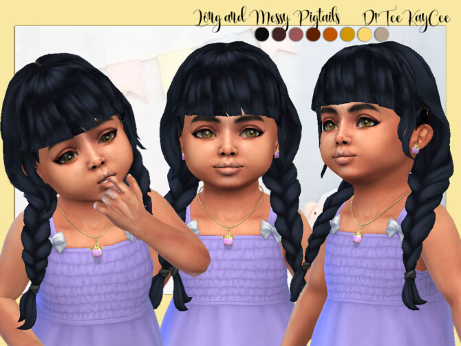 Sims 4 Long Messy Pigtails Toddler by drteekaycee at TSR