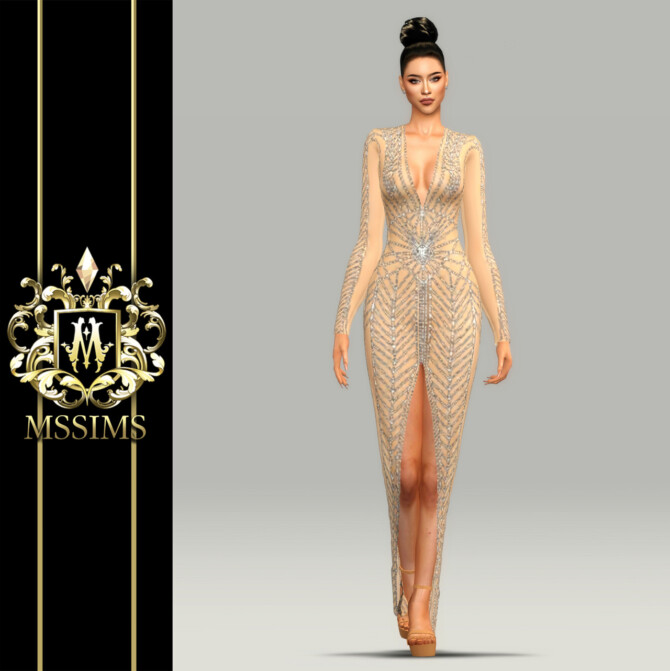 Sims 4 NEW DEMI GOWN at MSSIMS