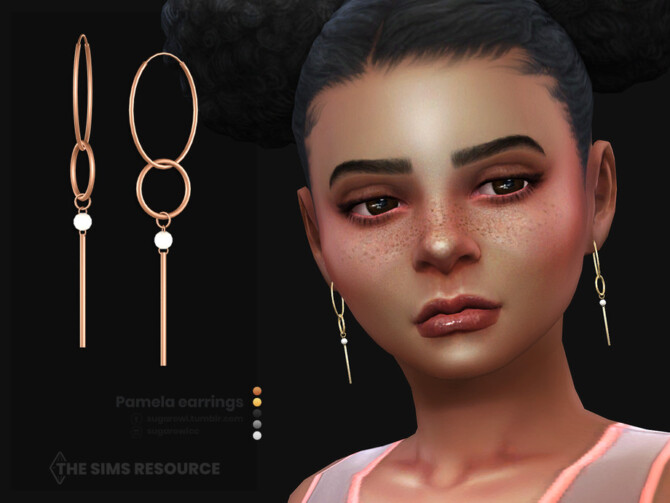 Sims 4 Pamela earrings for kids by sugar owl at TSR