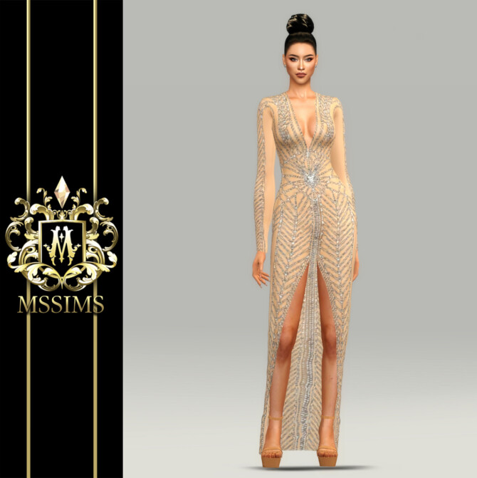 Sims 4 NEW DEMI GOWN at MSSIMS