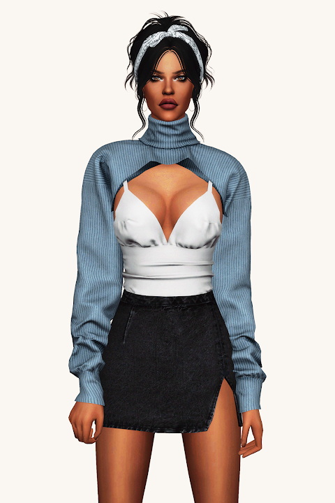 Sims 4 Super Cropped Turtleneck Sweater at Gorilla