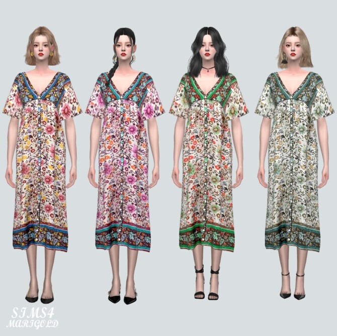 Sims 4 Long Dress V2 50 GR at Marigold