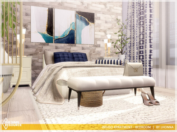 Sims 4 Indigo Apartment Bedroom by Lhonna at TSR