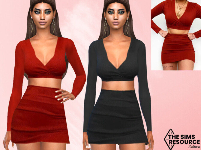 Sims 4 Two Piece Skirt Outfit by Saliwa at TSR