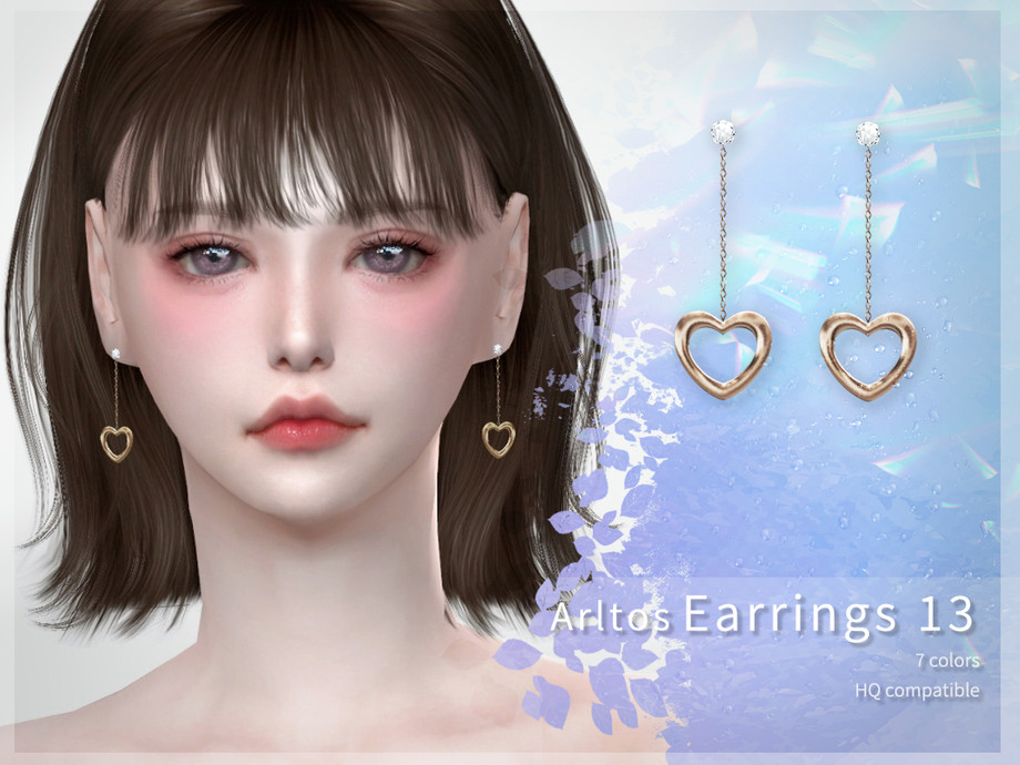 Heart earrings 13 by Arltos at TSR » Sims 4 Updates