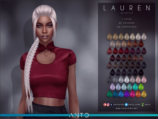 Sims 4 Lauren hair by Anto at TSR