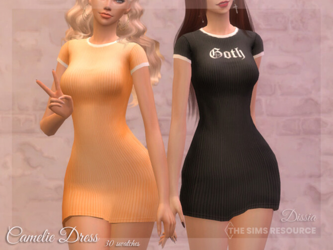 Sims 4 Camelie Dress by Dissia at TSR