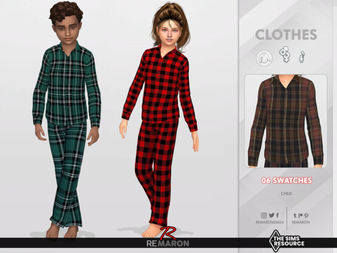 Sims 4 Pajamas Shirts 01 for Child Sim by remaron at TSR