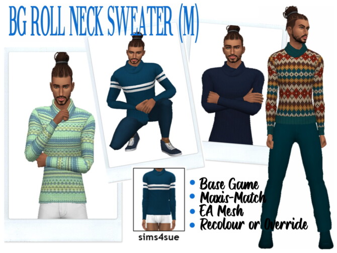 Sims 4 BG ROLL NECK SWEATER (M) at Sims4Sue