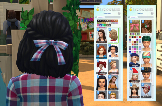 Sims 4 Curly Semi Up for Girls + Bow at My Stuff Origin