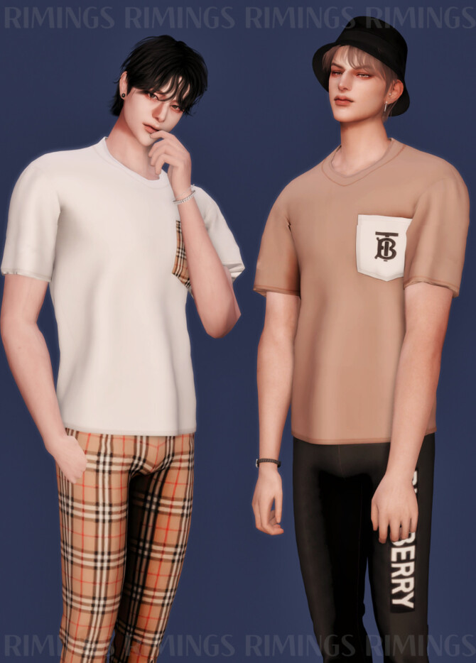 Sims 4 Basic T Shirt & Straight Pants at RIMINGs