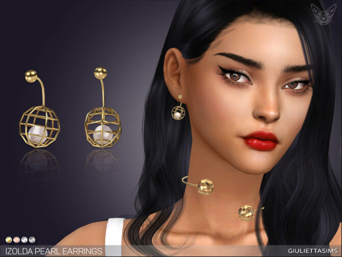 Sims 4 Izolda Pearl Earrings by feyona at TSR