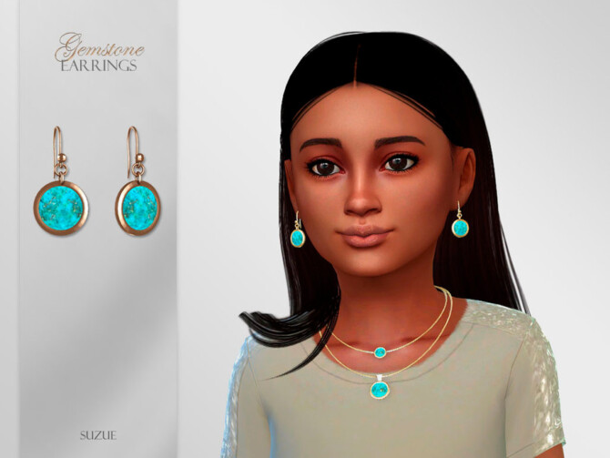 Sims 4 Gemstone Earrings Child by Suzue at TSR