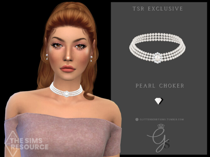 Sims 4 Pearl Choker by Glitterberryfly at TSR