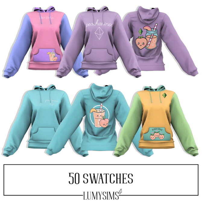 Sims 4 Peach Squad Hoodie at Lumy Sims