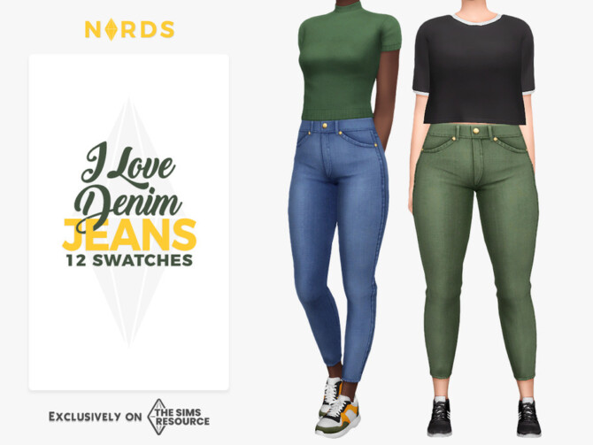 Sims 4 I love Denim Jeans by Nords at TSR