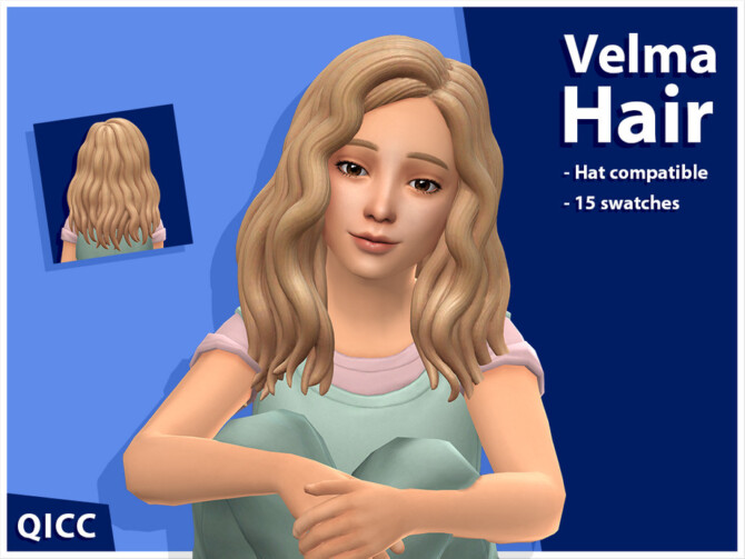 Sims 4 Velma Hair Child by qicc at TSR