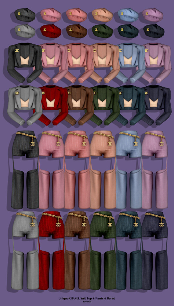 Sims 4 Unique Suit Set & Beret at RIMINGs