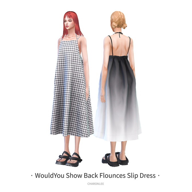 Sims 4 WouldYou Show Back Flounces Slip Dress at Charonlee