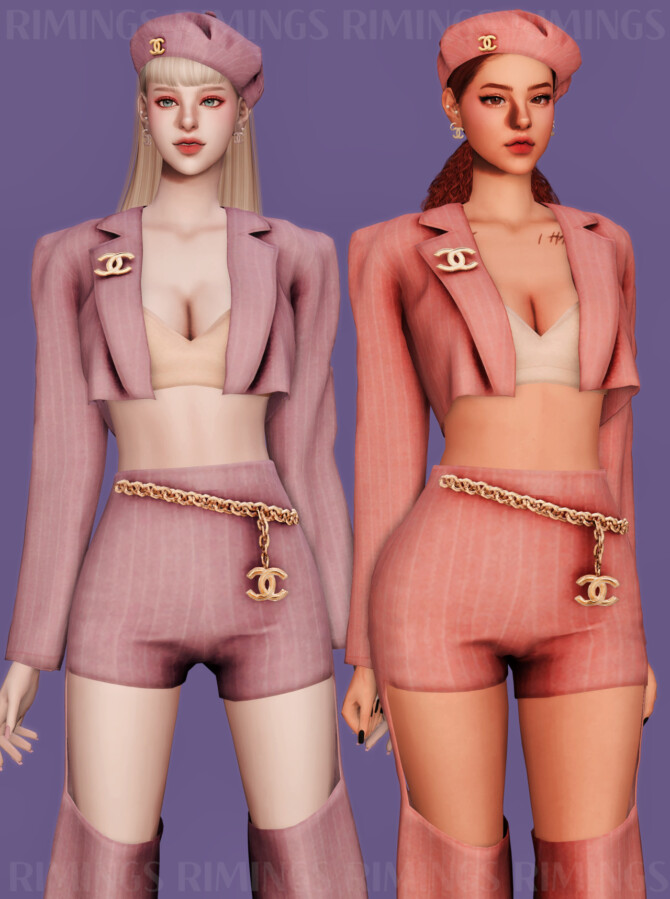 Sims 4 Unique Suit Set & Beret at RIMINGs