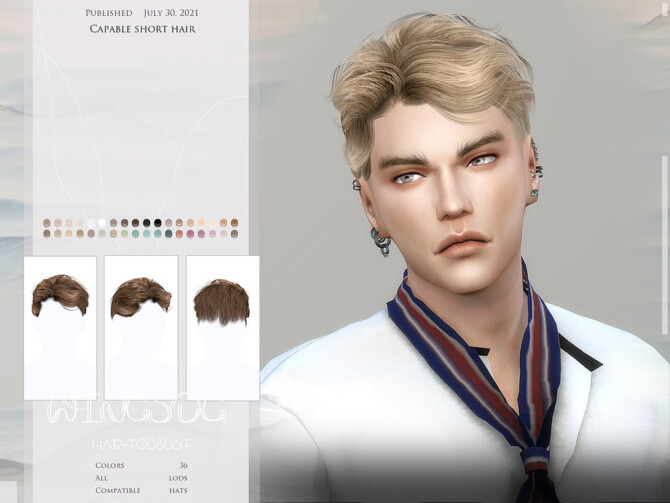 Sims 4 WINGS TO0806 Capable short hair by wingssims at TSR