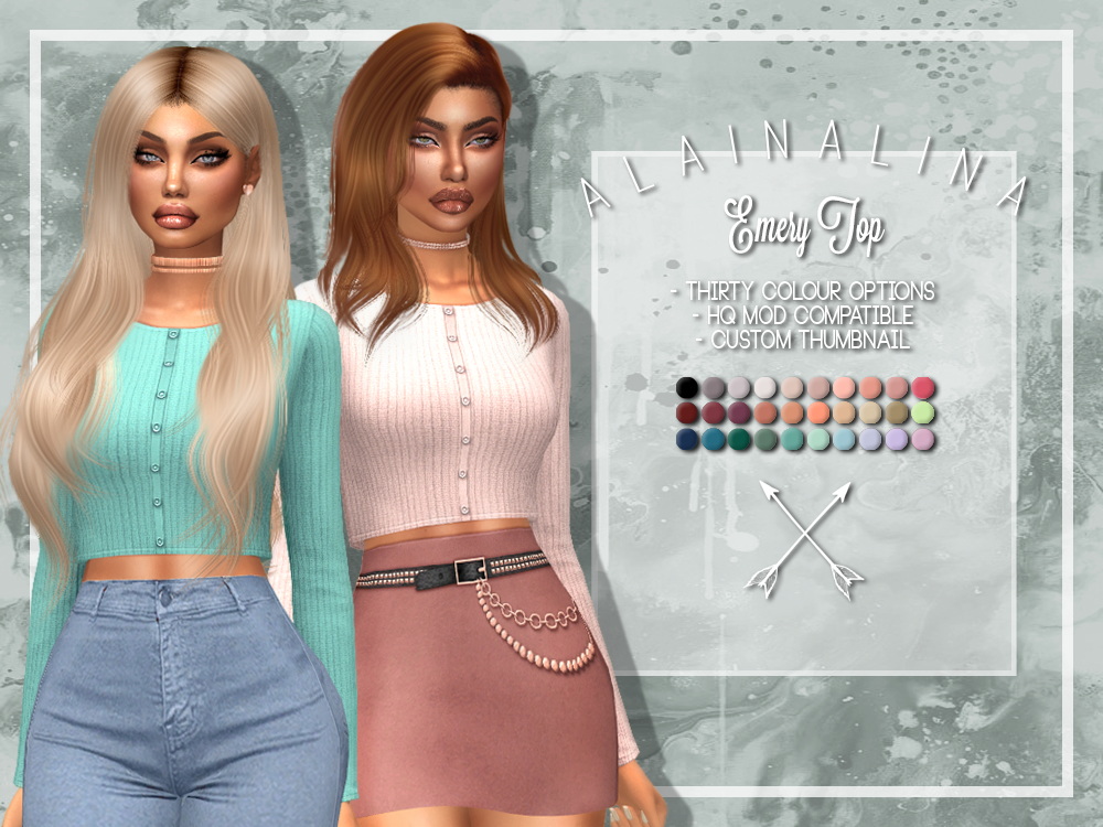 Emery cropped button-on rib cardigan at AlainaLina » Sims 4 Updates