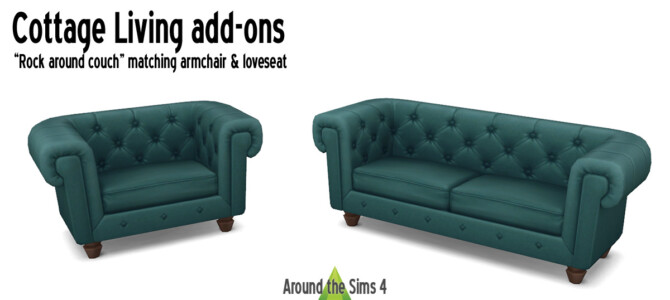Sims 4 Cottage Life add ons Matching armchair & loveseat at Around the Sims 4