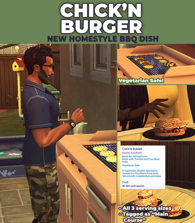 Sims 4 Chickn Burger Custom Recipe by RobinKLocksley at Mod The Sims 4