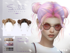 Cute double buns short hairstyle for girls MARIE by S-Club at TSR