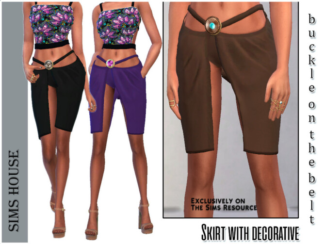 Sims 4 Skirt with decorative buckle on the belt by Sims House at TSR