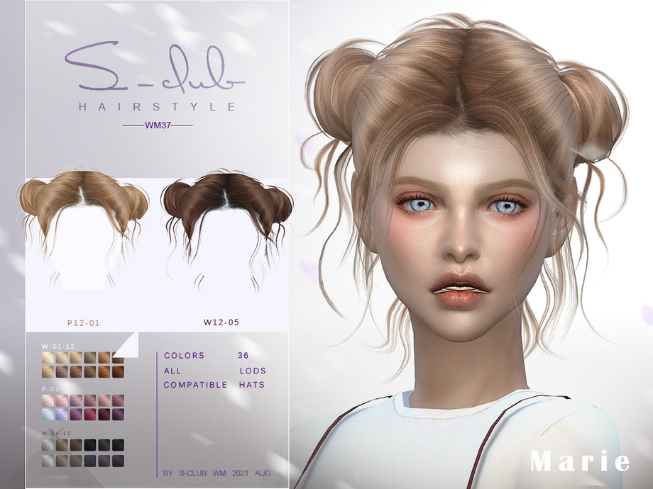 Cute double buns short hairstyle for girls MARIE by S-Club at TSR ...