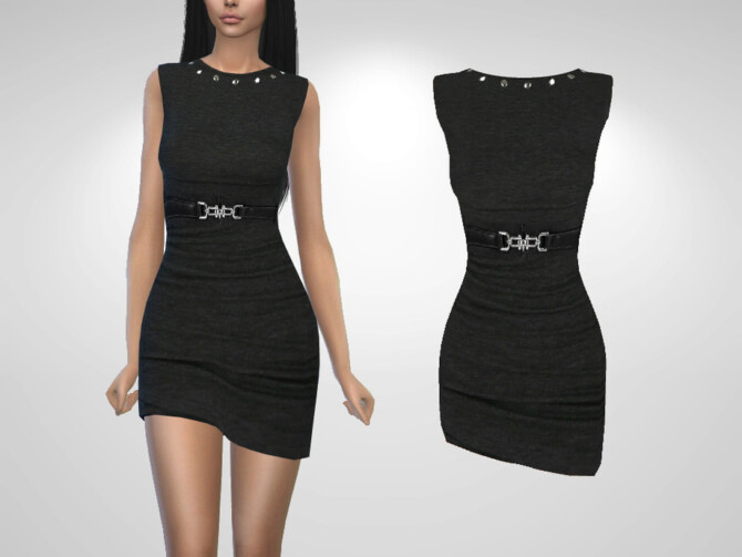 Sims 4 Belted Dress by Puresim at TSR
