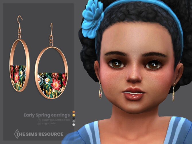 Sims 4 Early Spring earrings for toddlers by sugar owl at TSR