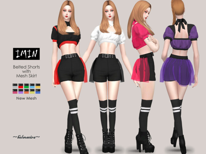 Sims 4 IMIN Goth Shorts and Skirt by Helsoseira at TSR