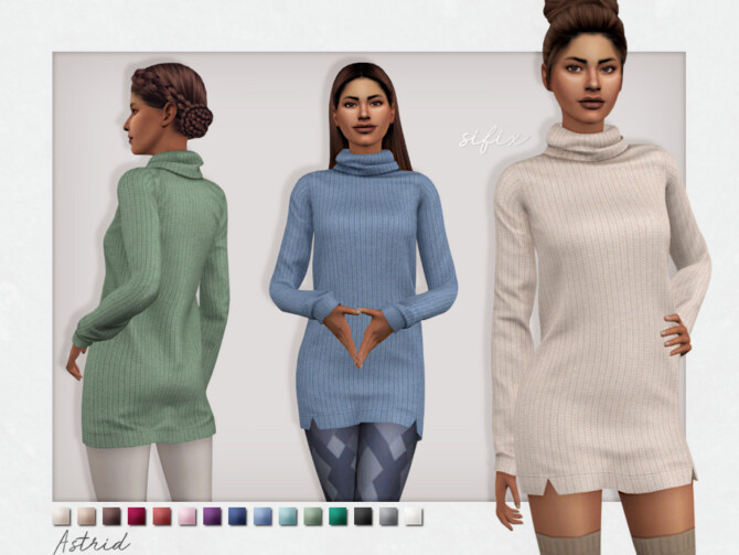 Sims 4 Astrid Sweater Dress by Sifix at TSR