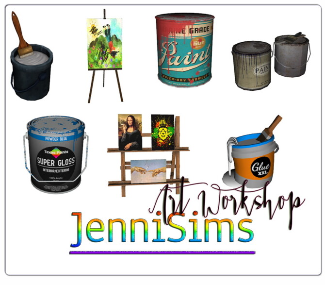 Sims 4 Art workshop DECORATIVE (7 ITEMS) at Jenni Sims