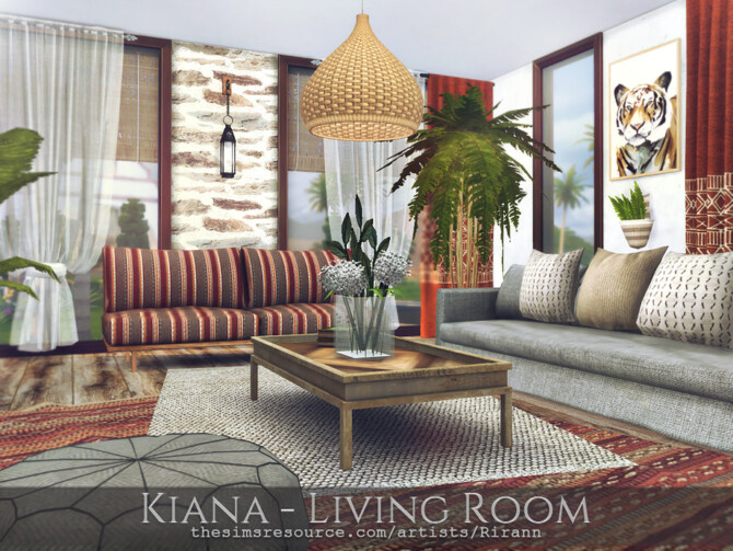 Sims 4 Kiana Living Room by Rirann at TSR
