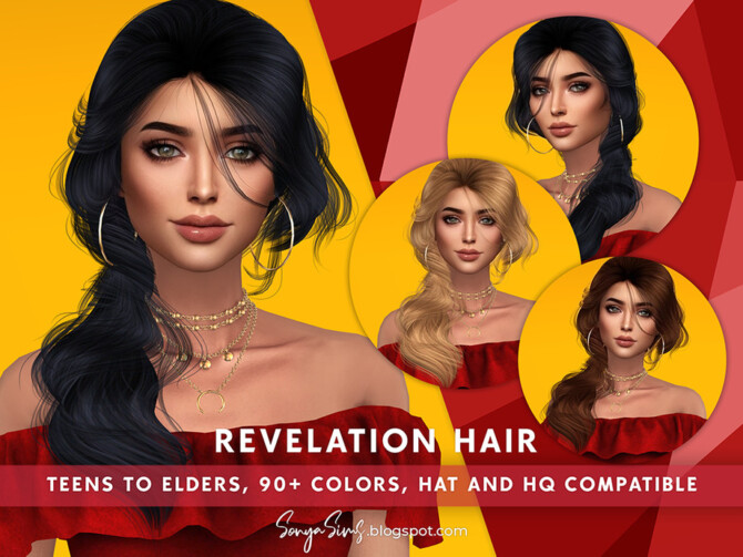 Sims 4 Revelation Hair by SonyaSimsCC at TSR