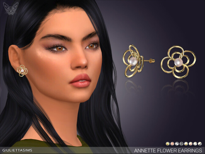 Sims 4 Annette Flower Pearl Earrings by feyona at TSR