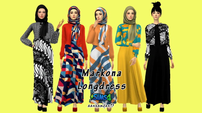 Sims 4 Hijab Model 084 & Markona Long dress at Aan Hamdan Simmer93
