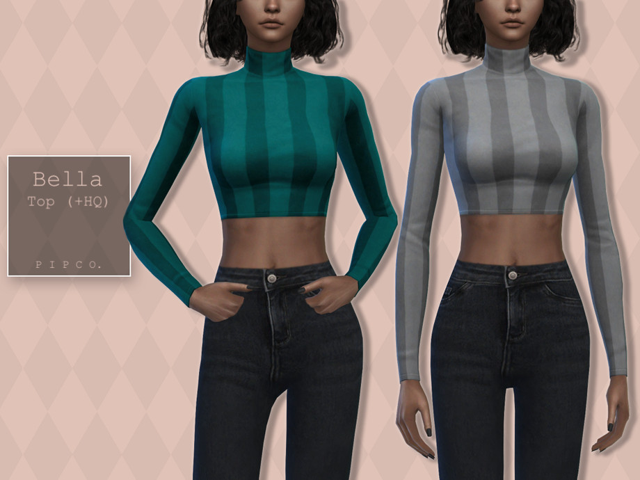 Bella Top (Cropped) by Pipco at TSR » Sims 4 Updates