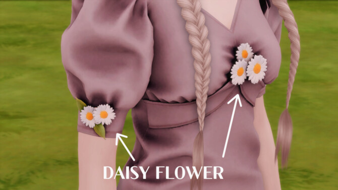 Sims 4 Daisy Flower Long Dress & Flower Hair pin at RIMINGs