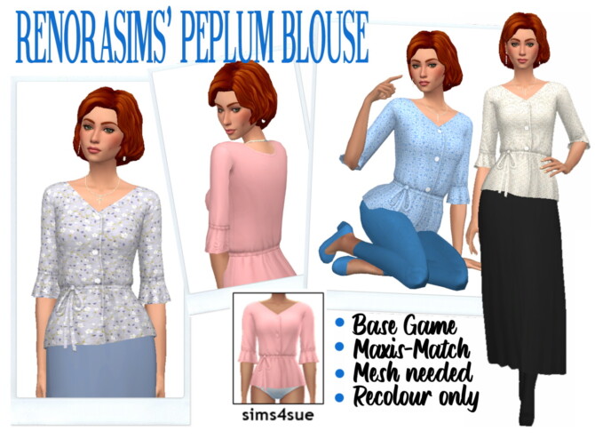 Sims 4 RENORASIMS’ PEPLUM BLOUSE at Sims4Sue