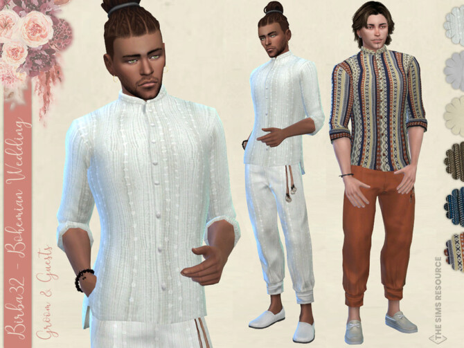 Sims 4 Bohemian Wedding Groom shirt by Birba32 at TSR