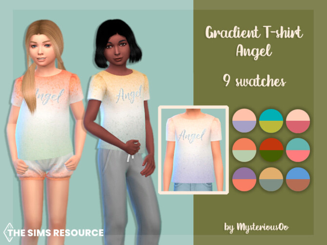 Sims 4 Gradient T shirt angel by MysteriousOo at TSR