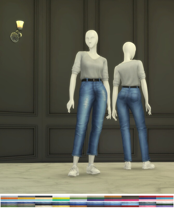 Sims 4 V shape T shirt & Basic Jeans III at Rusty Nail