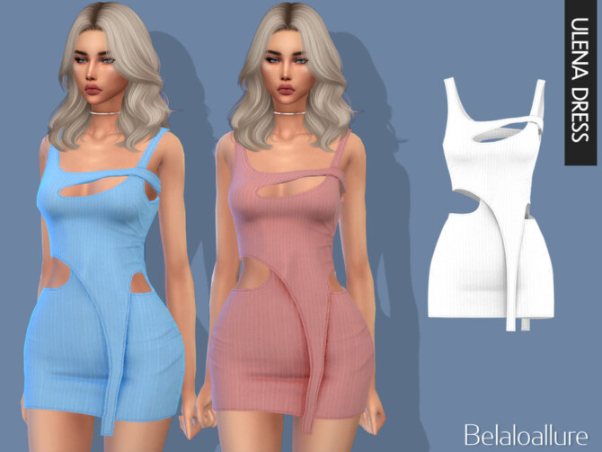 Sims 4 Belaloallure Ulena mini dress by belal1997 at TSR