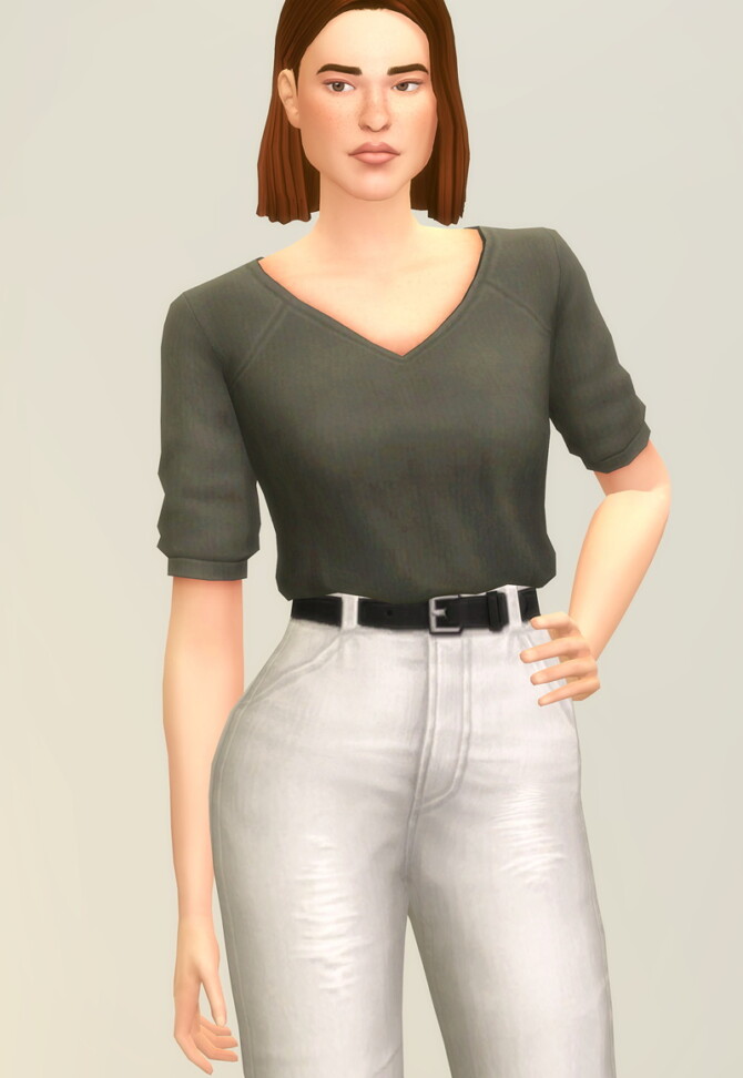 Sims 4 V shape T shirt & Basic Jeans III at Rusty Nail