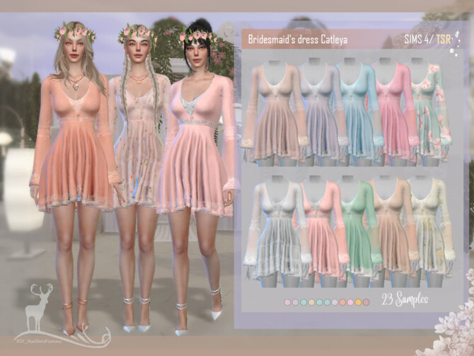 Sims 4 Bridesmaid dress Catleya by DanSimsFantasy at TSR